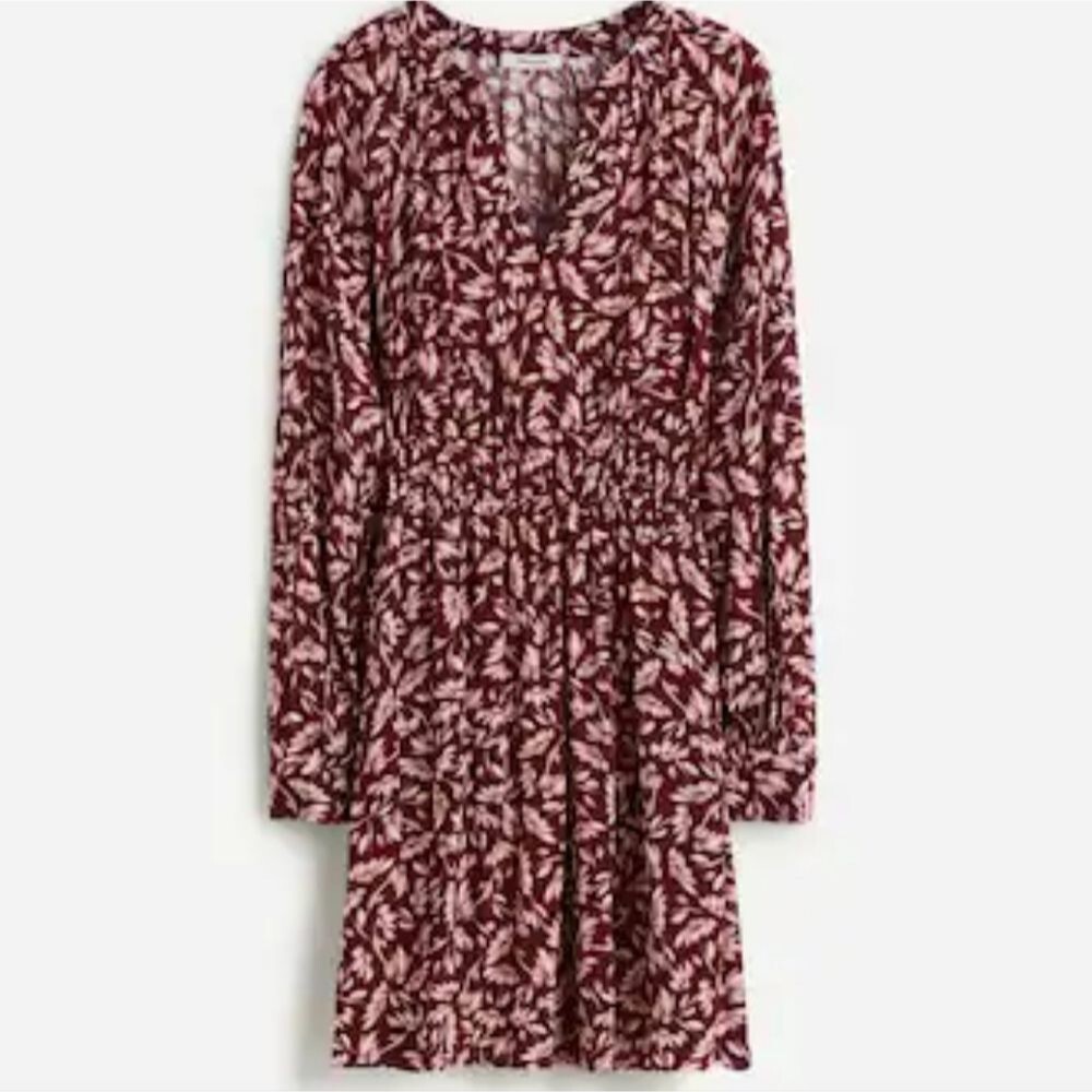 Madewell Smocked Y Neck floral mini dress size Large NWT - Picture 1 of 9